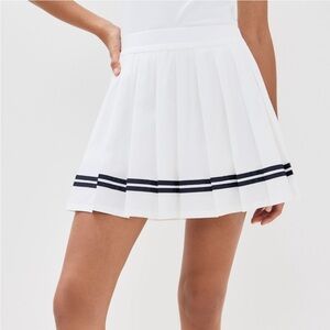 Ralph Lauren White Pleated Mini Skirt with Navy Stripes